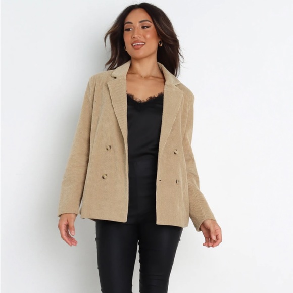 NWT Petal & Pup Tan Corduroy Blazer Jacket Double Breasted - Picture 12 of 12
